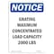 Signmission OSHA Notice, 7" Height, NOTICE Grating Maximum Concentrated Sign, 7" X 5", Portrait OS-NS-D-57-V-15750 - alternate 1